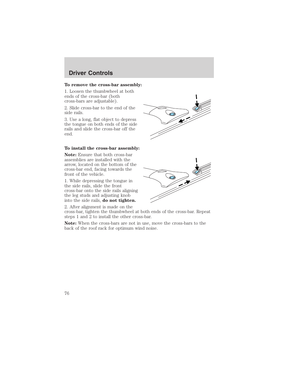 Driver controls | FORD 2003 Windstar v.2 User Manual | Page 76 / 240