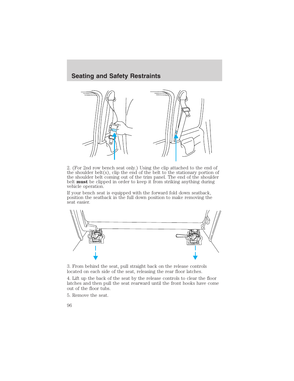 Seating and safety restraints | FORD 2003 Windstar v.2 User Manual | Page 96 / 240