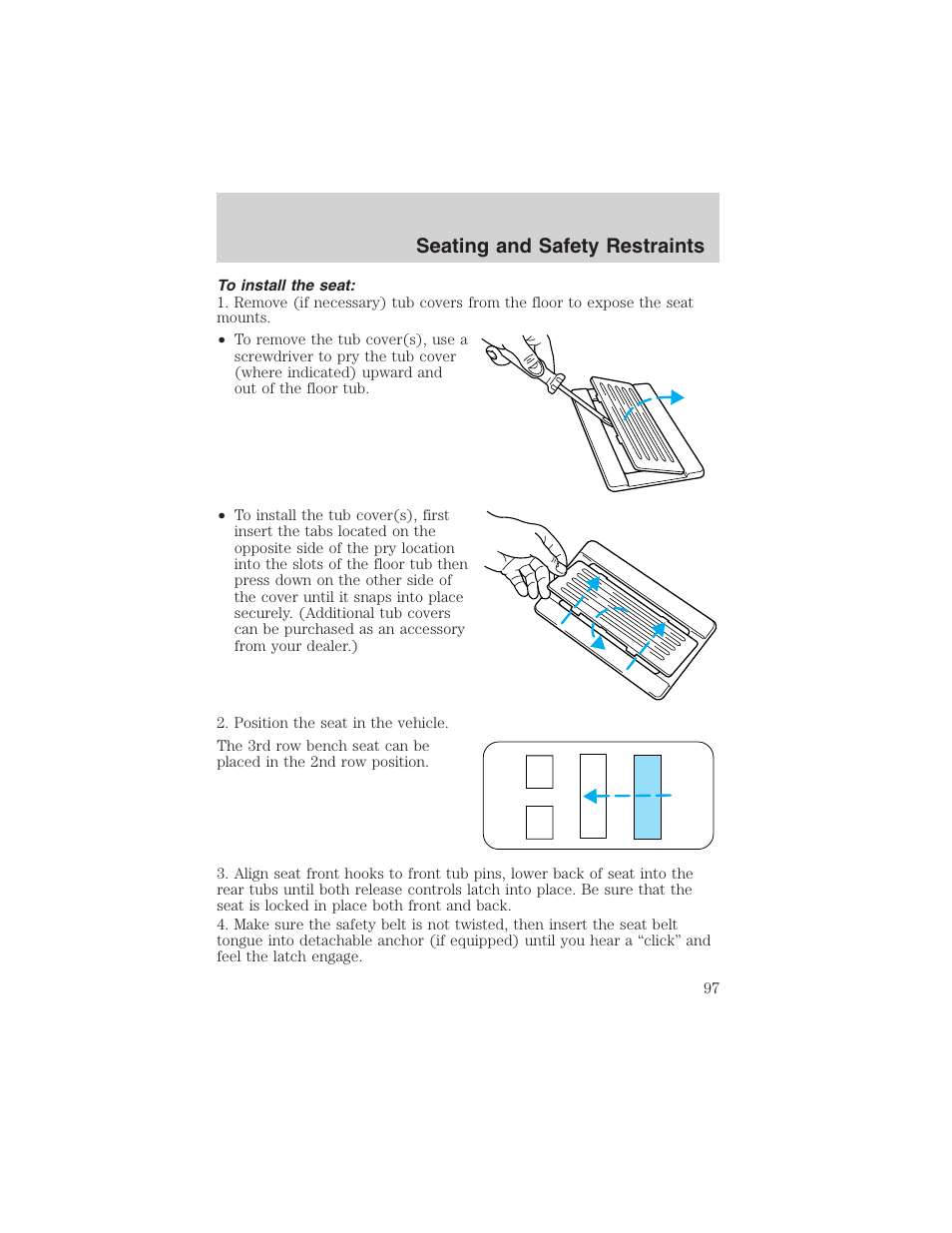 Seating and safety restraints | FORD 2003 Windstar v.2 User Manual | Page 97 / 240