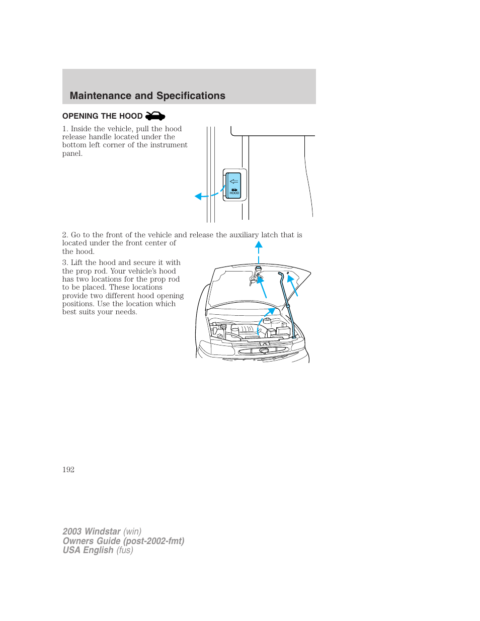Maintenance and specifications | FORD 2003 Windstar v.3 User Manual | Page 192 / 240