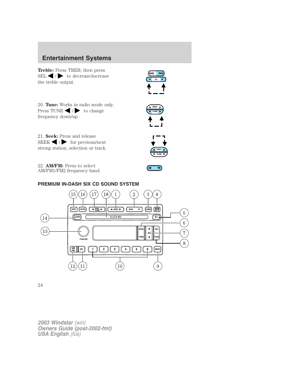 Entertainment systems | FORD 2003 Windstar v.3 User Manual | Page 24 / 240