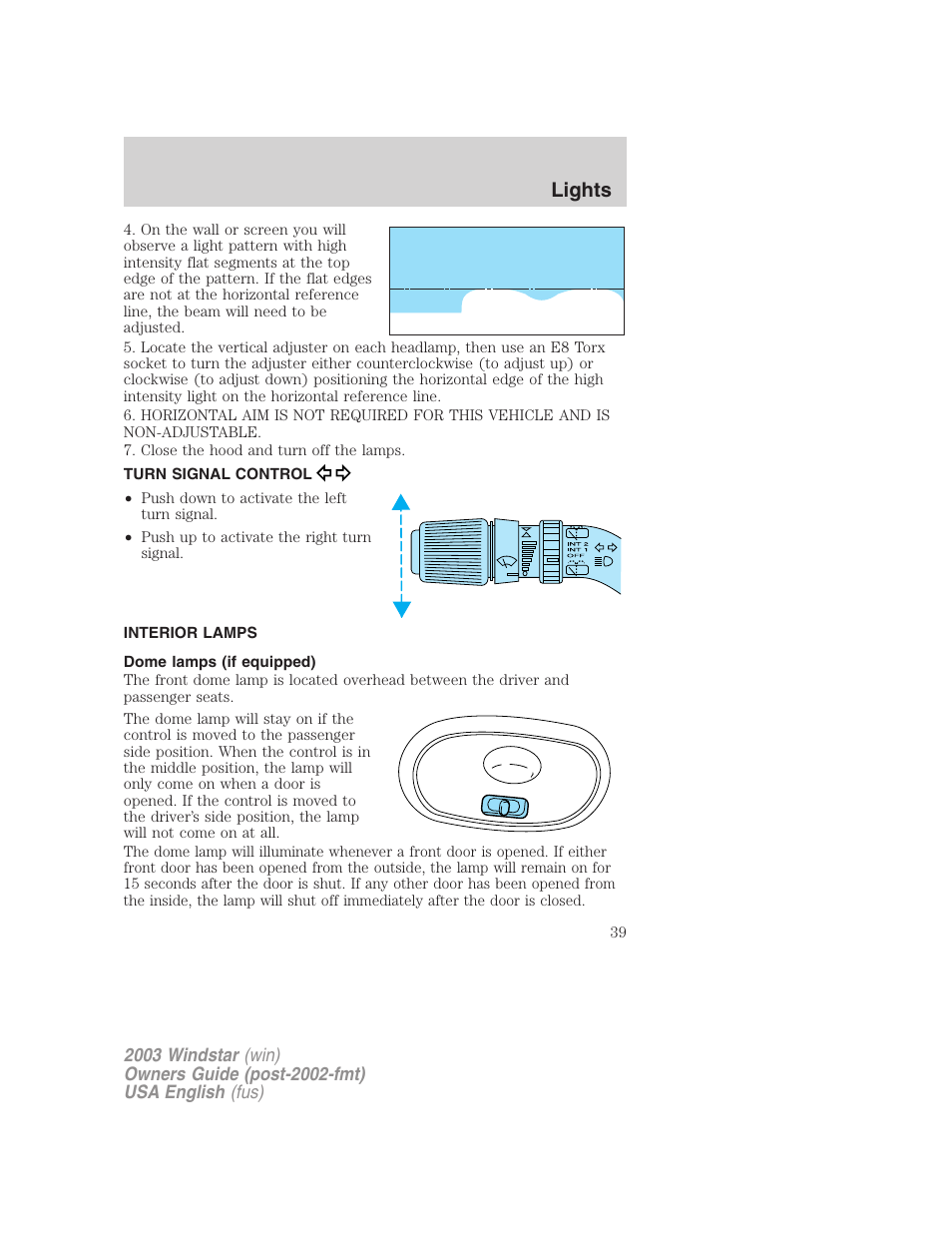 Lights | FORD 2003 Windstar v.3 User Manual | Page 39 / 240