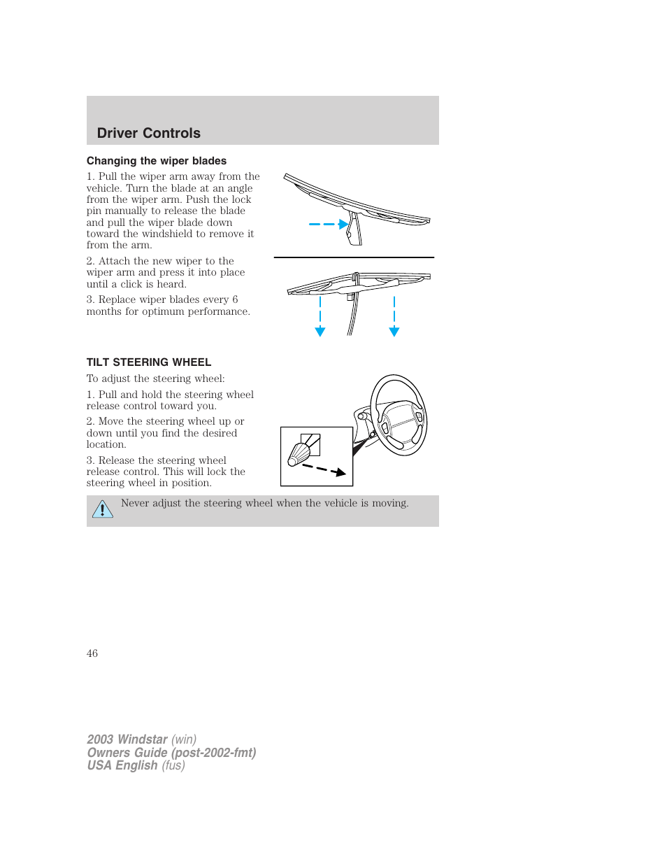 Driver controls | FORD 2003 Windstar v.3 User Manual | Page 46 / 240