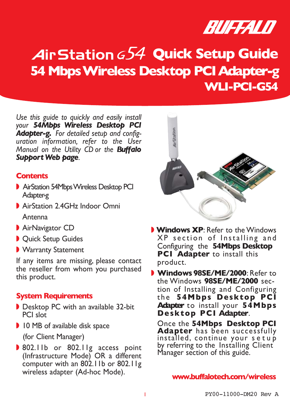 Buffalo Technology Buffalo AirStation WLI-PCI-G54 User Manual | 12 pages