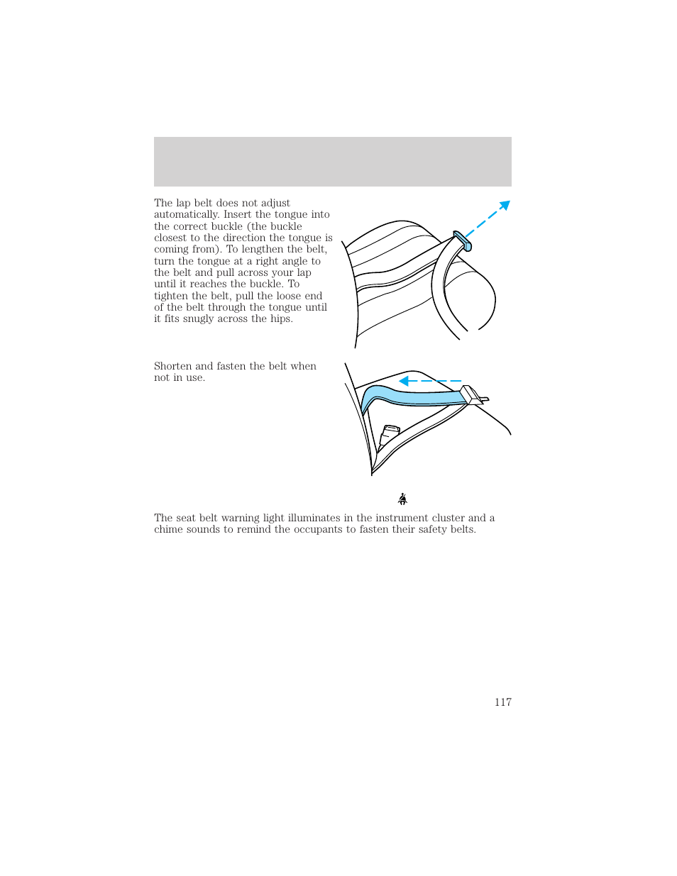 Seating and safety restraints | FORD 2002 Crown Victoria v.2 User Manual | Page 117 / 240