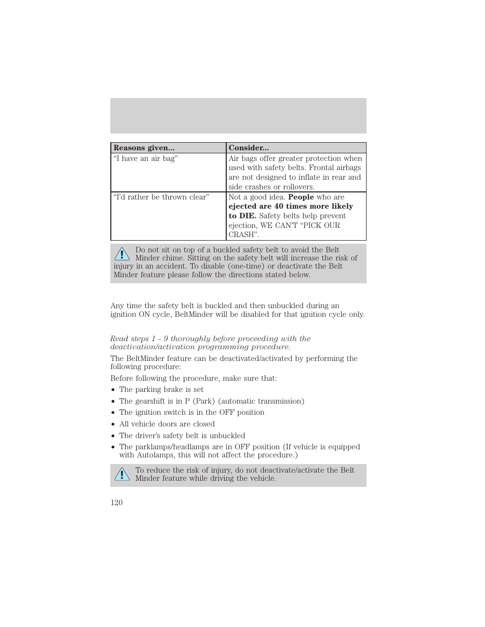 Seating and safety restraints | FORD 2002 Crown Victoria v.2 User Manual | Page 120 / 240