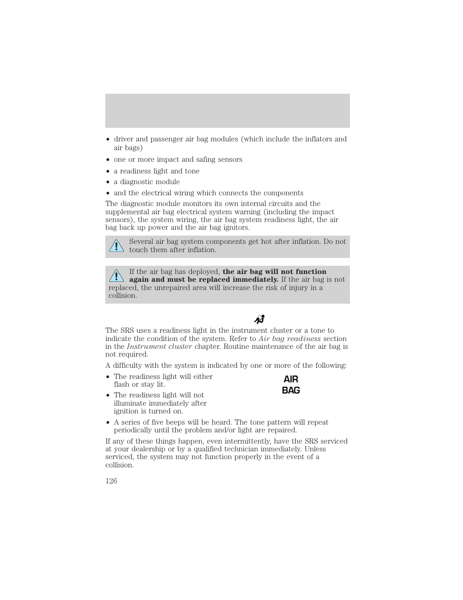 Seating and safety restraints | FORD 2002 Crown Victoria v.2 User Manual | Page 126 / 240