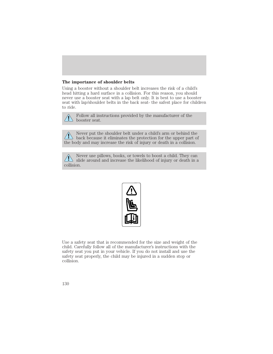 Seating and safety restraints | FORD 2002 Crown Victoria v.2 User Manual | Page 130 / 240