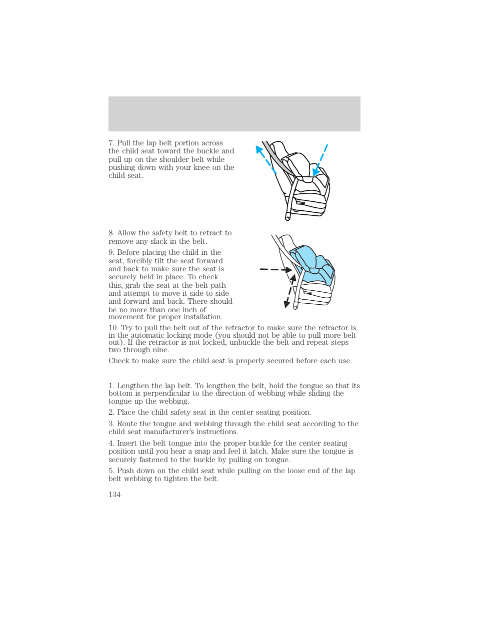 Seating and safety restraints | FORD 2002 Crown Victoria v.2 User Manual | Page 134 / 240