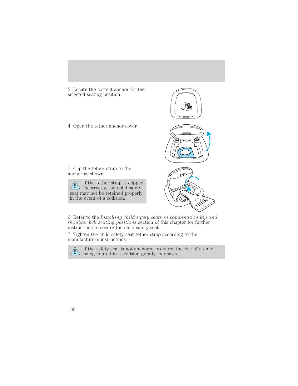 Seating and safety restraints | FORD 2002 Crown Victoria v.2 User Manual | Page 136 / 240