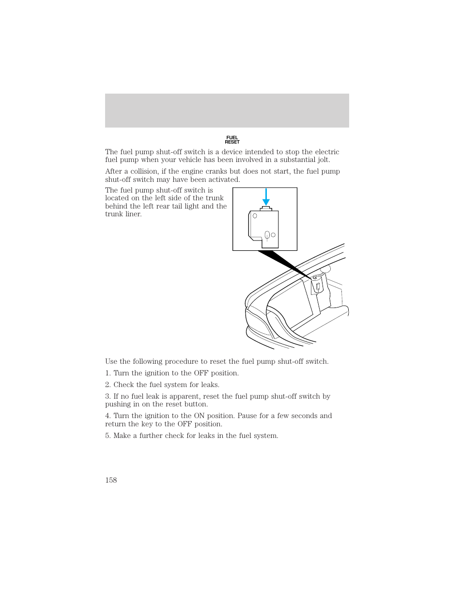 Roadside emergencies | FORD 2002 Crown Victoria v.2 User Manual | Page 158 / 240