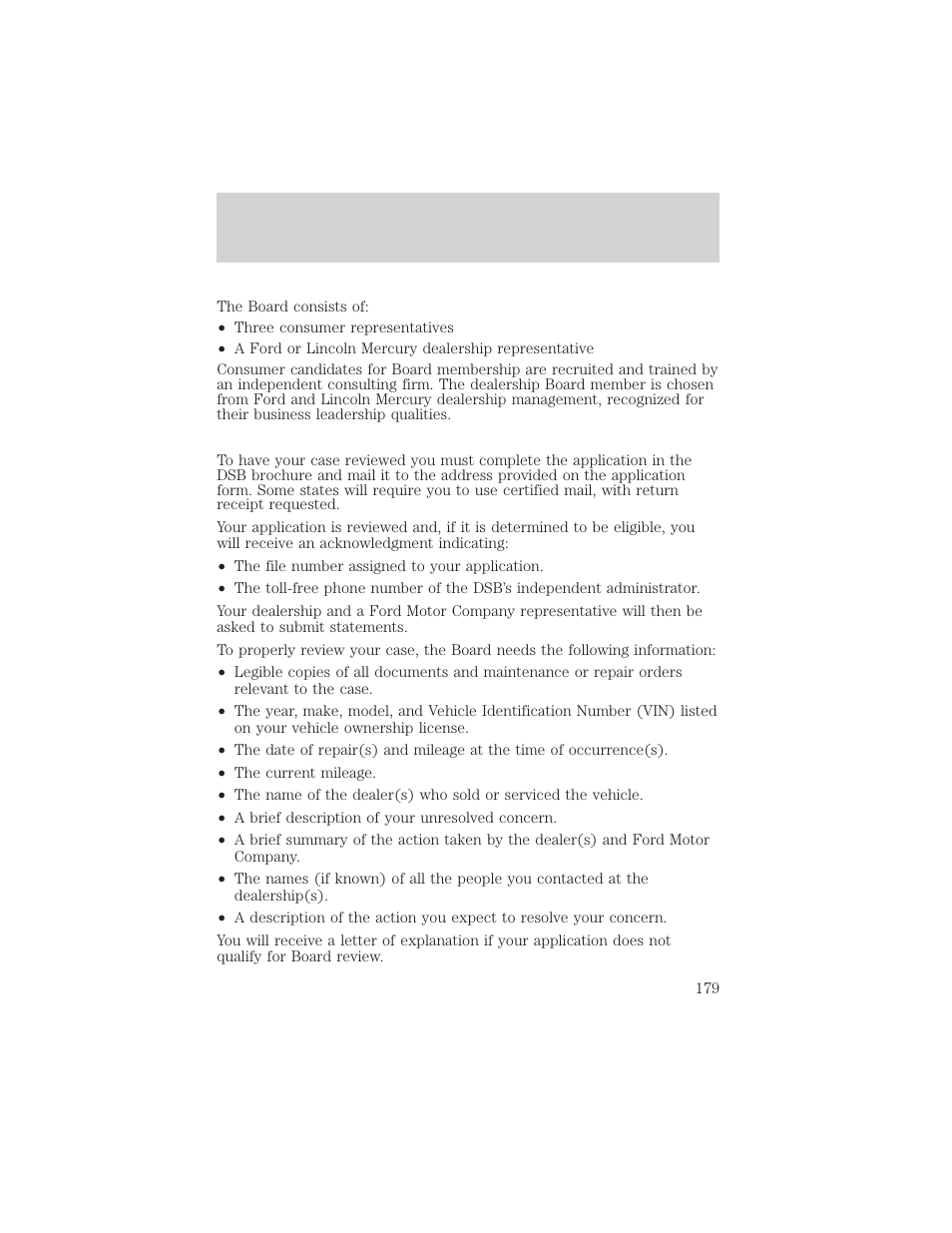 Customer assistance | FORD 2002 Crown Victoria v.2 User Manual | Page 179 / 240