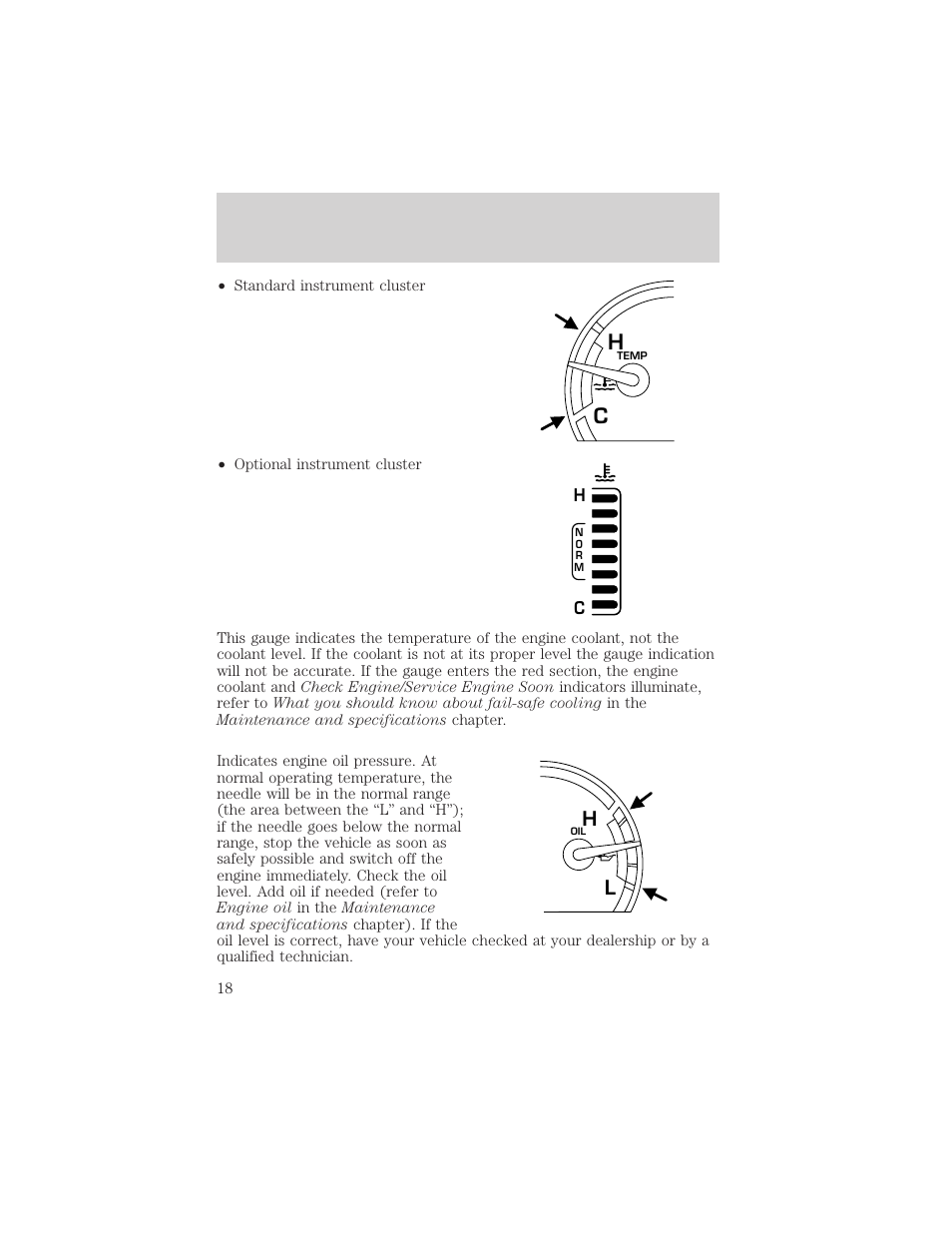 Instrument cluster | FORD 2002 Crown Victoria v.2 User Manual | Page 18 / 240