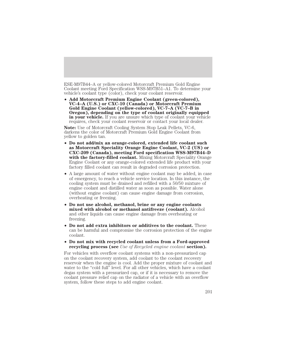 Maintenance and specifications | FORD 2002 Crown Victoria v.2 User Manual | Page 201 / 240