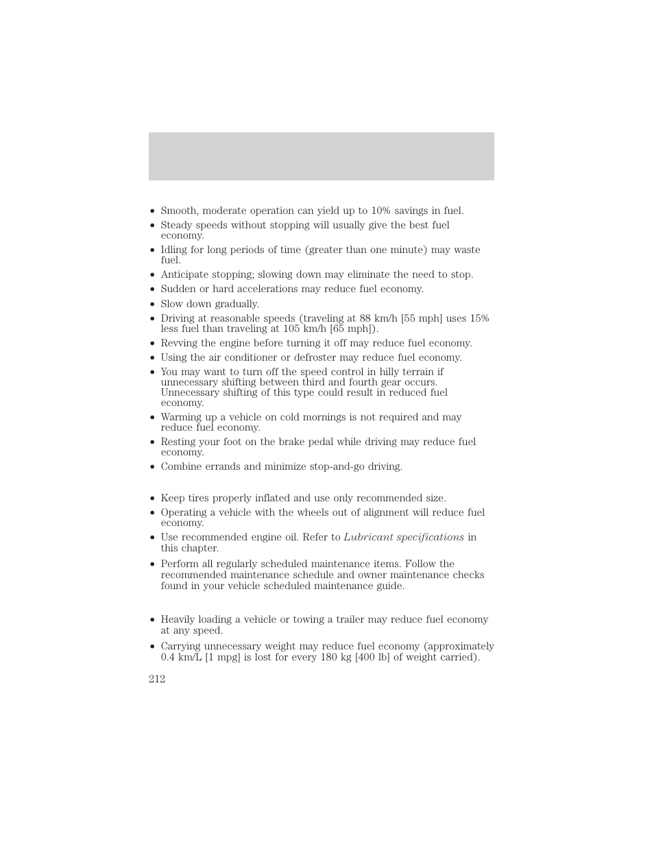 Maintenance and specifications | FORD 2002 Crown Victoria v.2 User Manual | Page 212 / 240