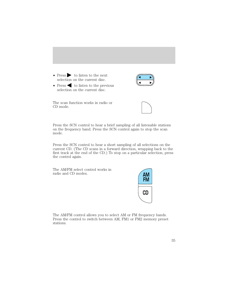 Cd am fm, Entertainment systems | FORD 2002 Crown Victoria v.2 User Manual | Page 35 / 240
