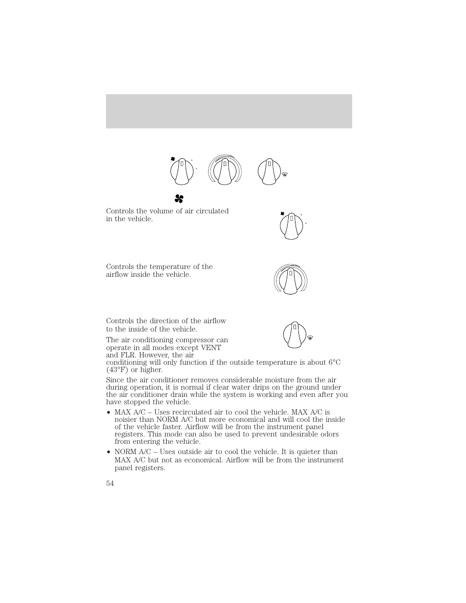 Climate controls | FORD 2002 Crown Victoria v.2 User Manual | Page 54 / 240