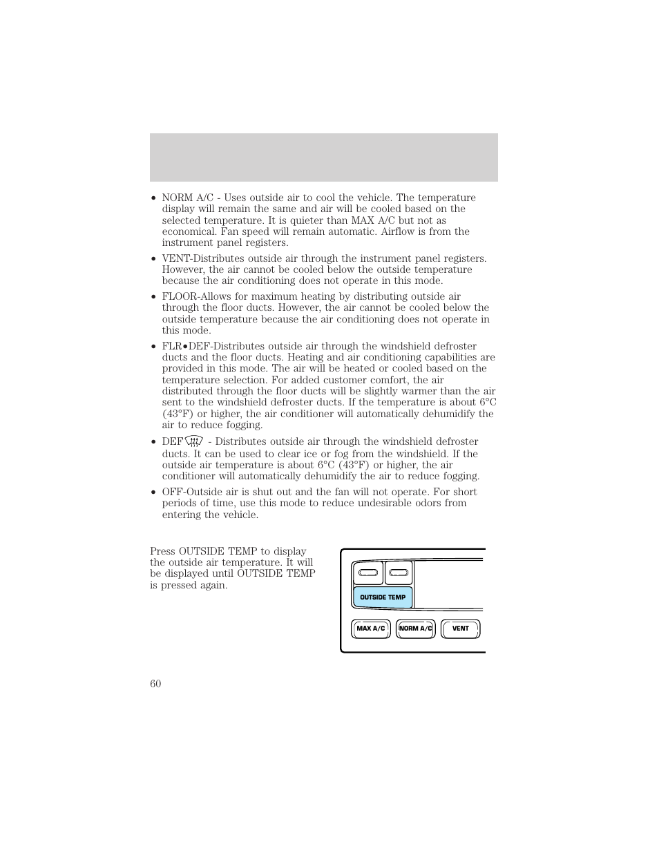 Climate controls | FORD 2002 Crown Victoria v.2 User Manual | Page 60 / 240