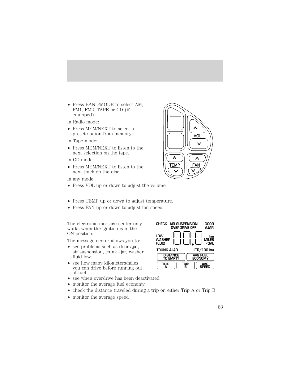 Driver controls | FORD 2002 Crown Victoria v.2 User Manual | Page 83 / 240