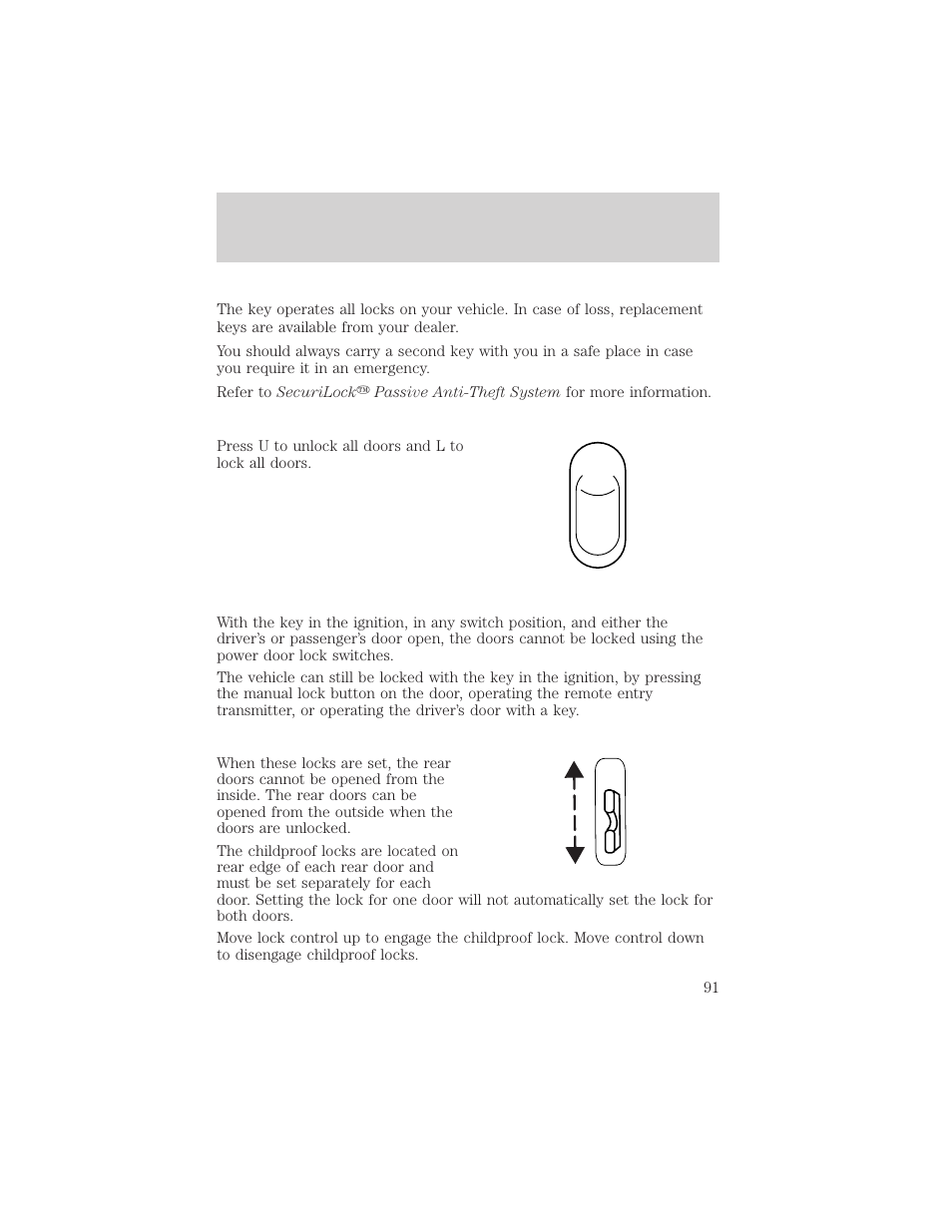 Locks and security | FORD 2002 Crown Victoria v.2 User Manual | Page 91 / 240