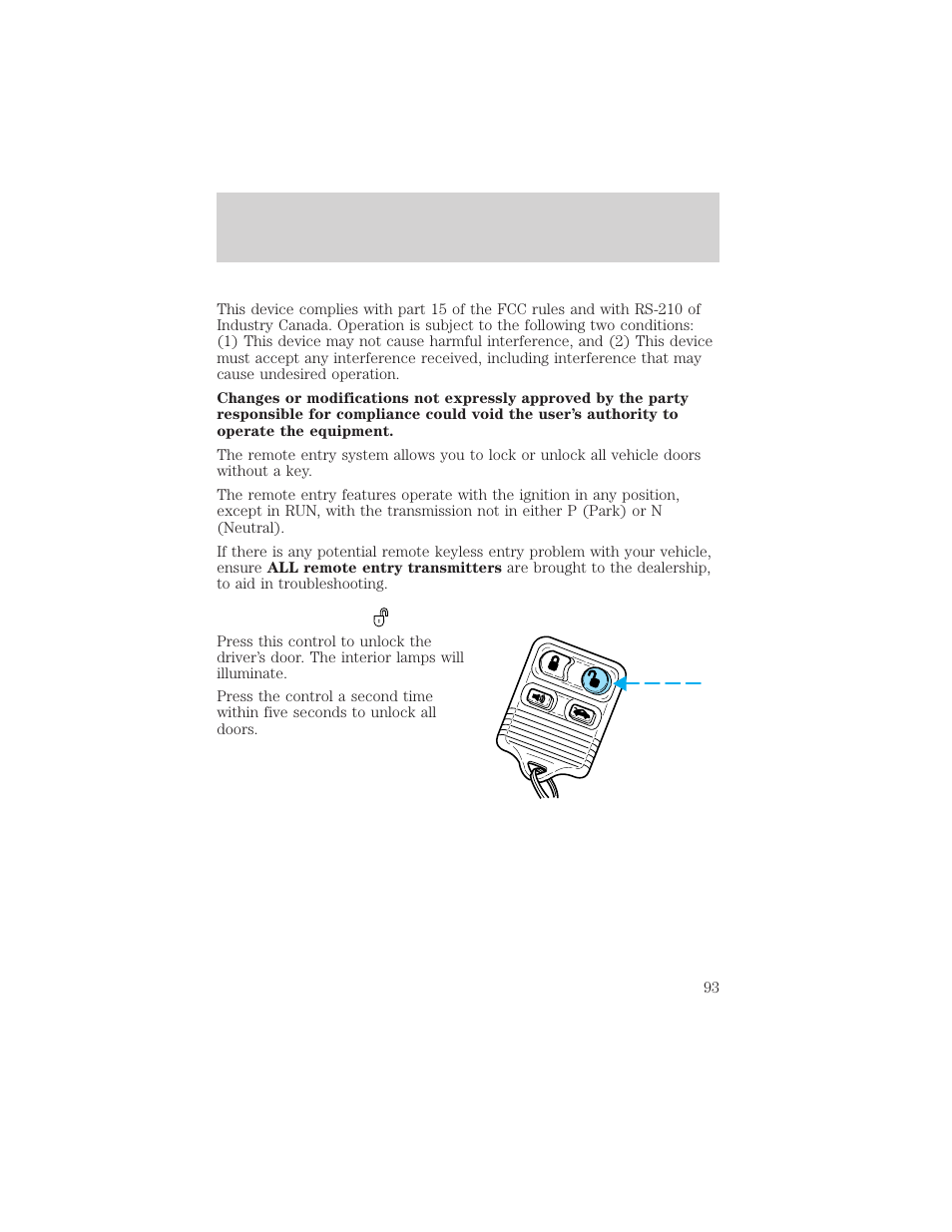 Locks and security | FORD 2002 Crown Victoria v.2 User Manual | Page 93 / 240