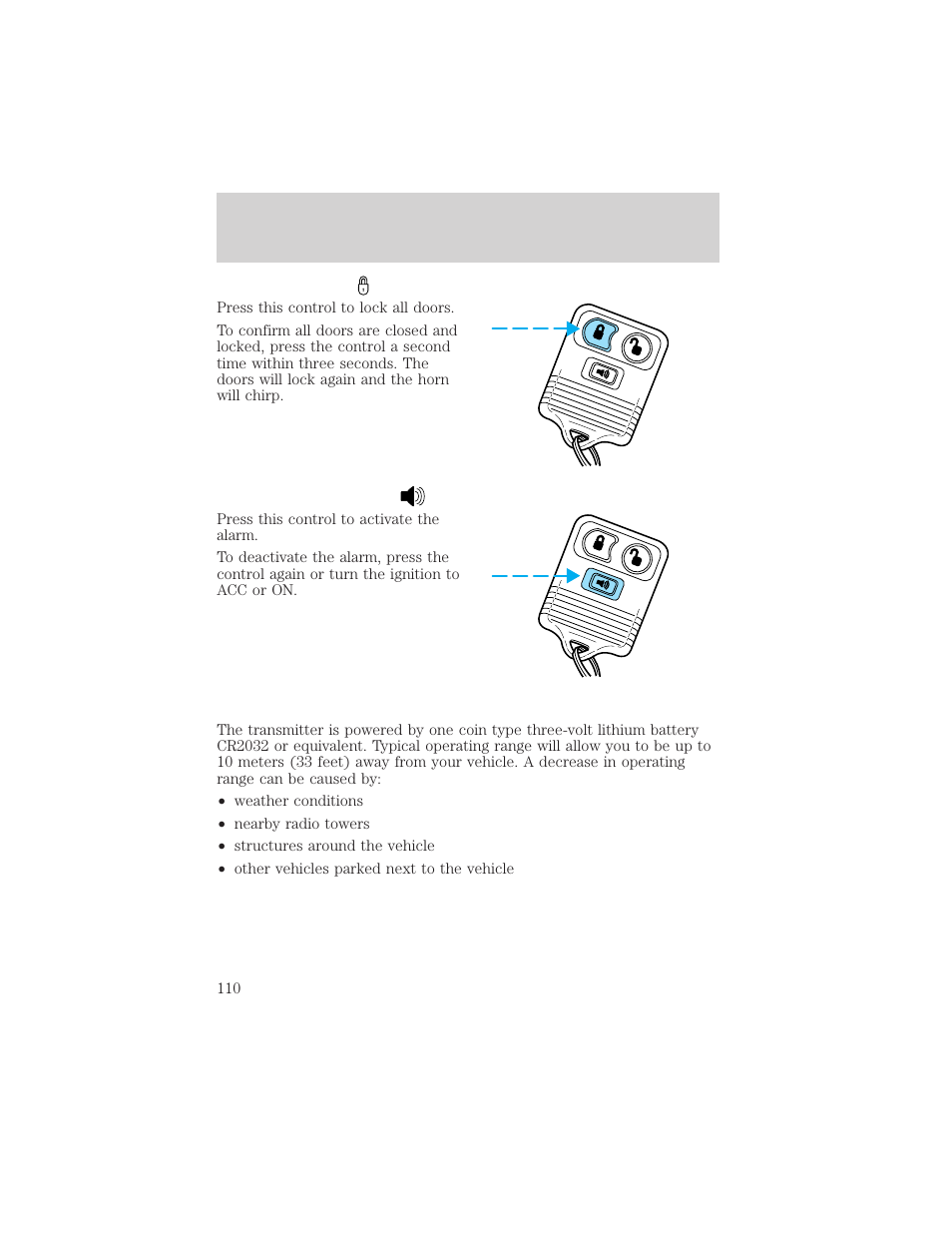 Locks and security | FORD 2002 E-450 v.1 User Manual | Page 110 / 272