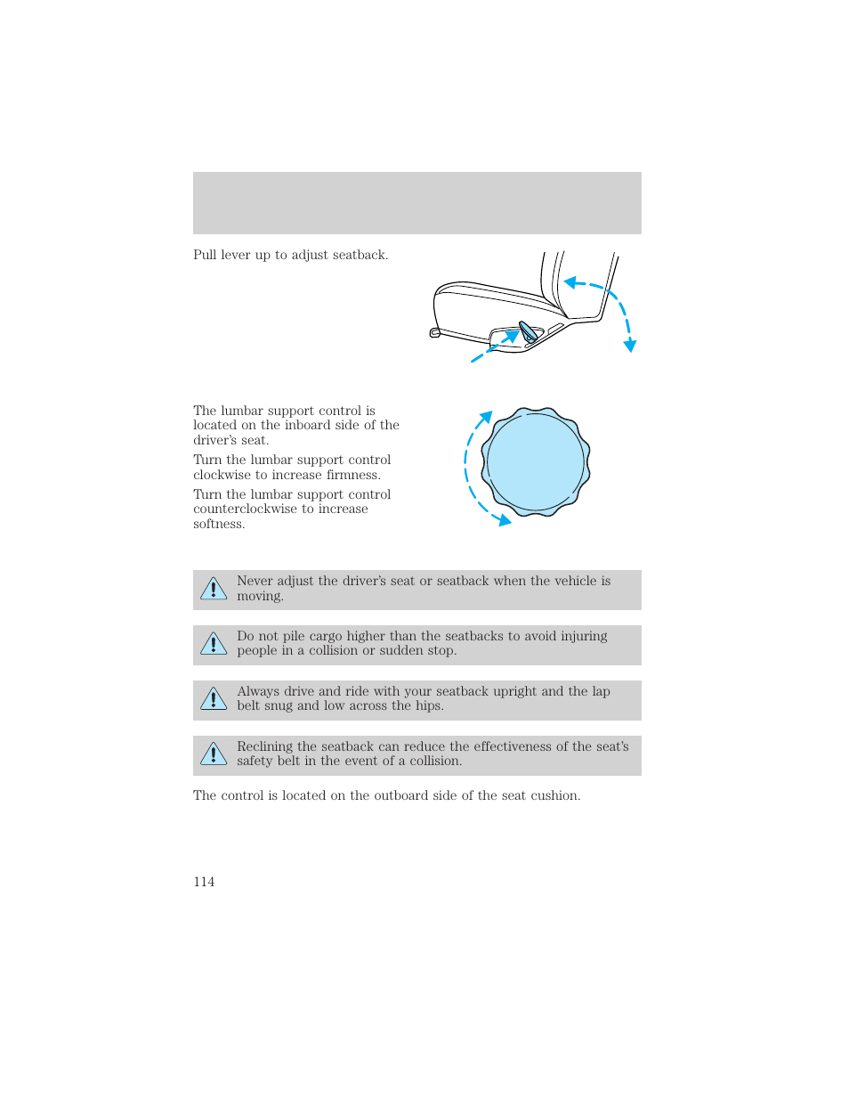 Seating and safety restraints | FORD 2002 E-450 v.1 User Manual | Page 114 / 272