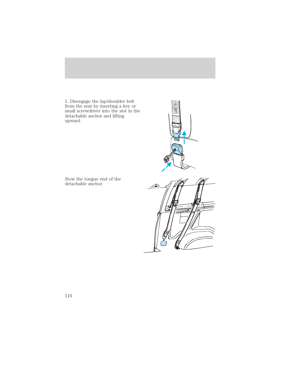 Seating and safety restraints | FORD 2002 E-450 v.1 User Manual | Page 116 / 272