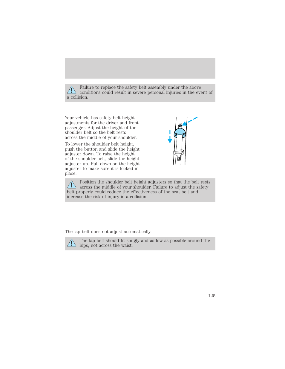 Seating and safety restraints | FORD 2002 E-450 v.1 User Manual | Page 125 / 272