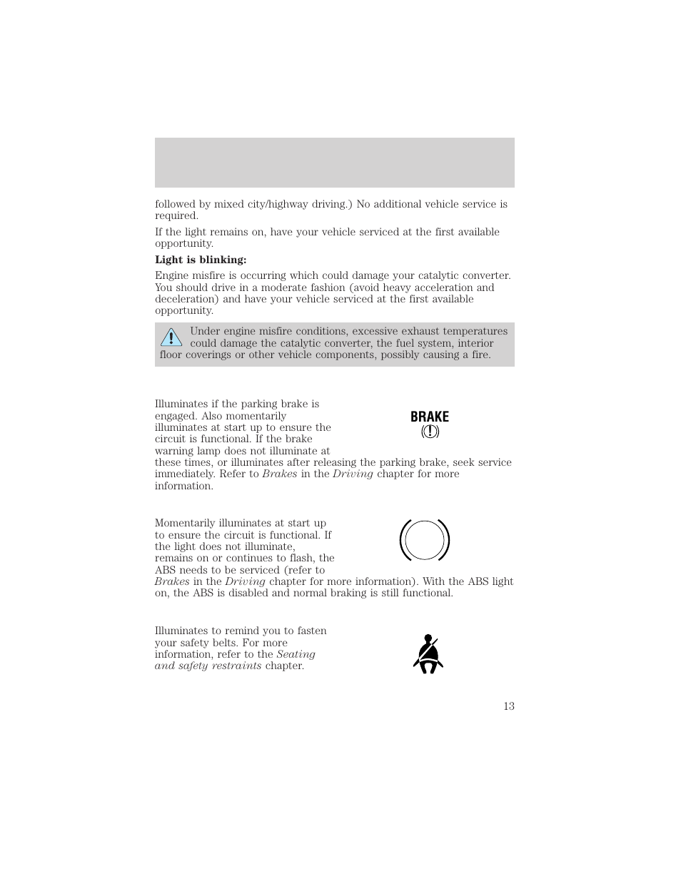 Instrument cluster | FORD 2002 E-450 v.1 User Manual | Page 13 / 272
