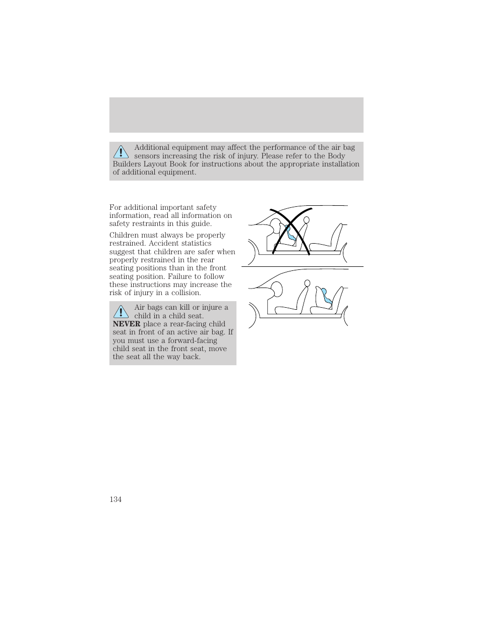 Seating and safety restraints | FORD 2002 E-450 v.1 User Manual | Page 134 / 272