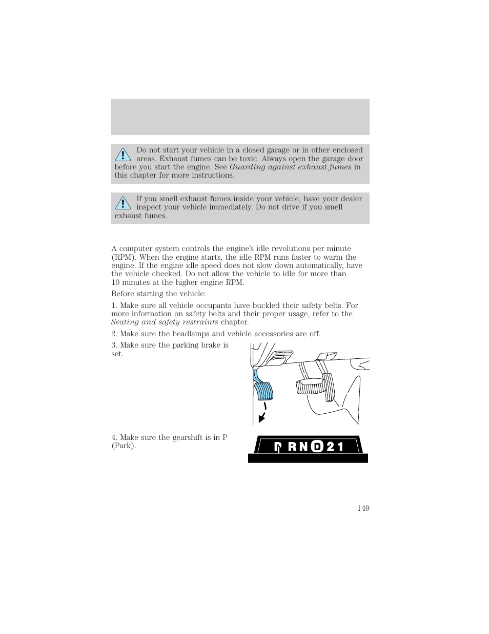 Driving | FORD 2002 E-450 v.1 User Manual | Page 149 / 272