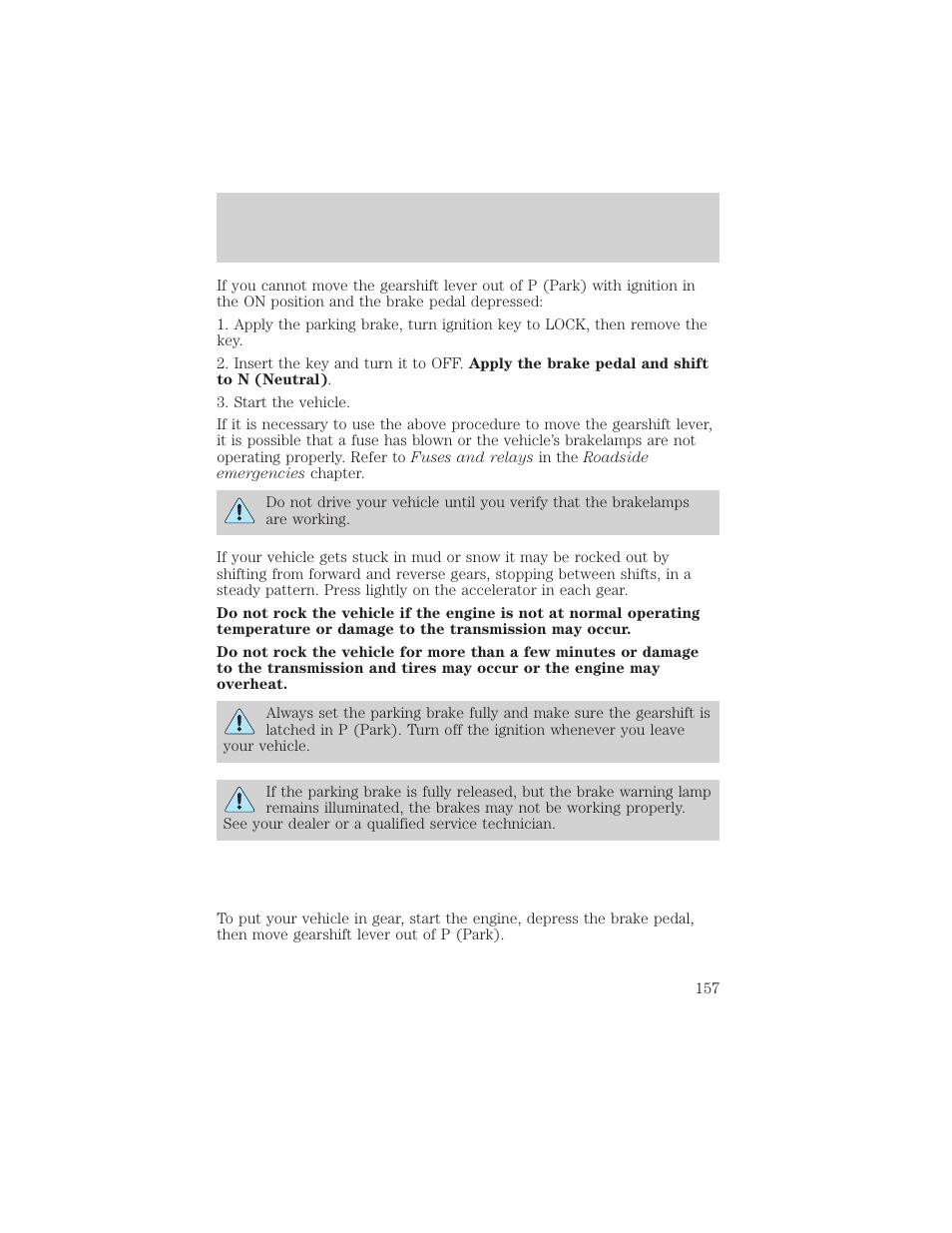 Driving | FORD 2002 E-450 v.1 User Manual | Page 157 / 272