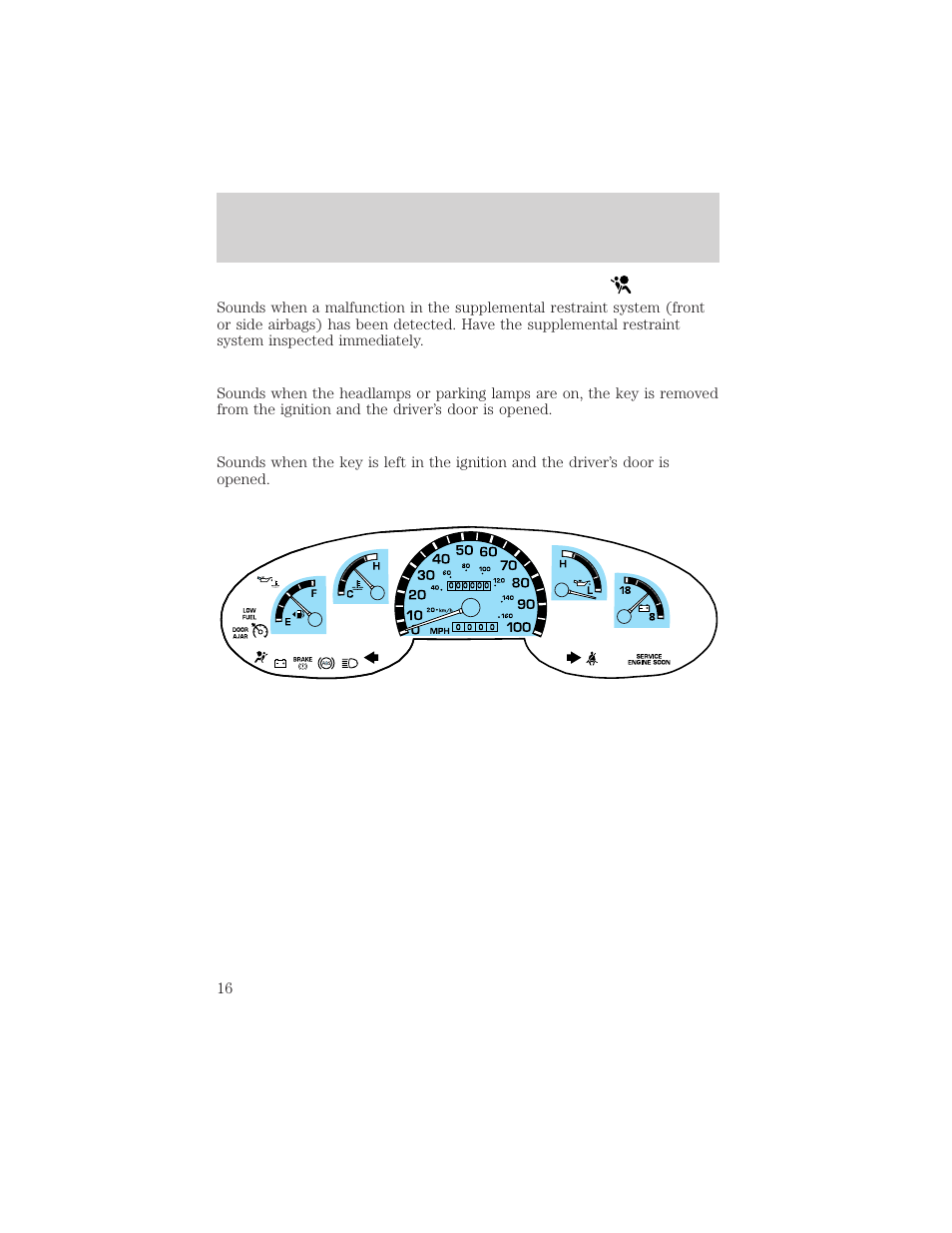 Instrument cluster | FORD 2002 E-450 v.1 User Manual | Page 16 / 272