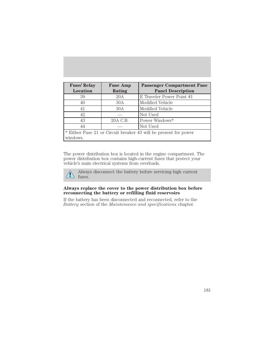 Roadside emergencies | FORD 2002 E-450 v.1 User Manual | Page 181 / 272