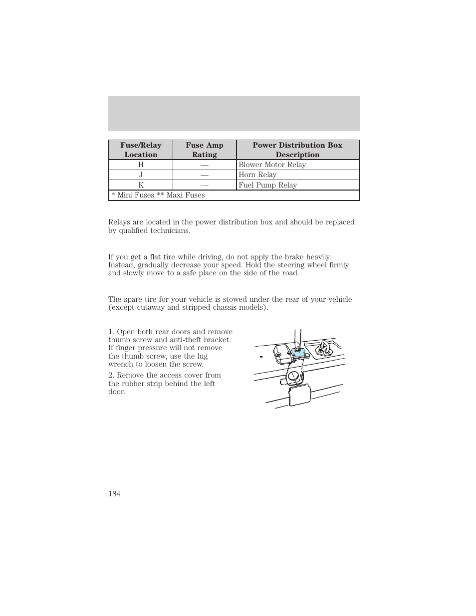 Roadside emergencies | FORD 2002 E-450 v.1 User Manual | Page 184 / 272