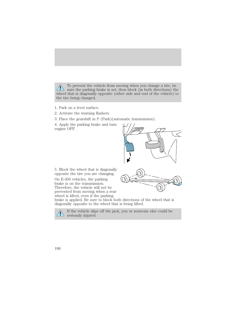 Roadside emergencies | FORD 2002 E-450 v.1 User Manual | Page 186 / 272