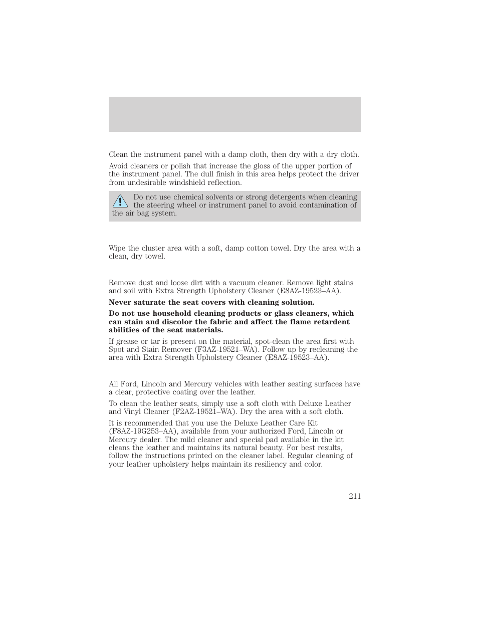 Cleaning | FORD 2002 E-450 v.1 User Manual | Page 211 / 272