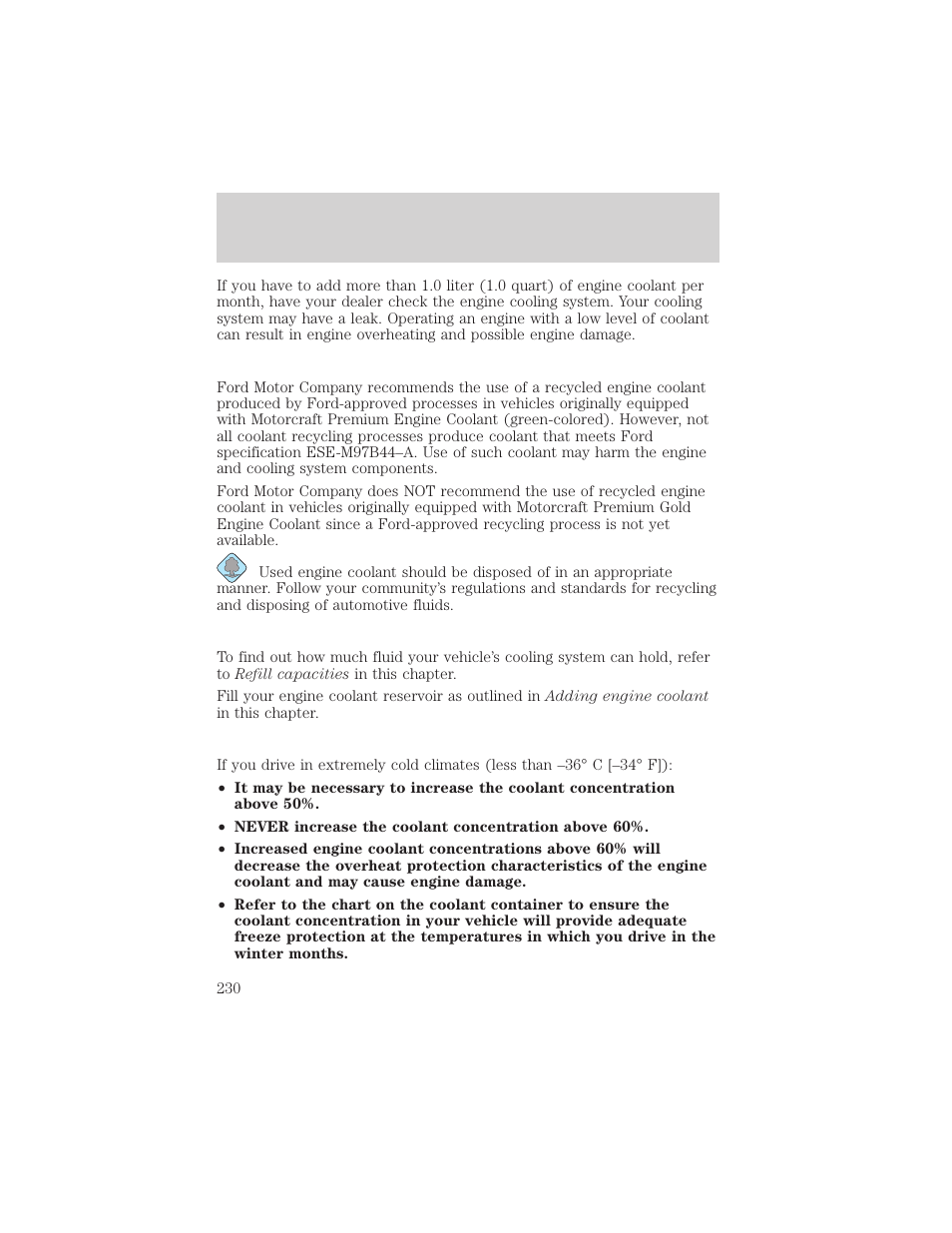 Maintenance and specifications | FORD 2002 E-450 v.1 User Manual | Page 230 / 272