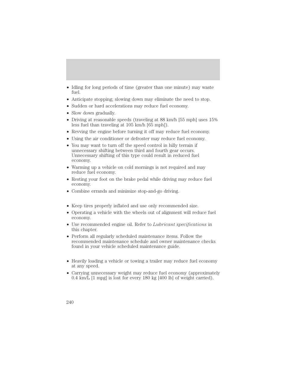 Maintenance and specifications | FORD 2002 E-450 v.1 User Manual | Page 240 / 272