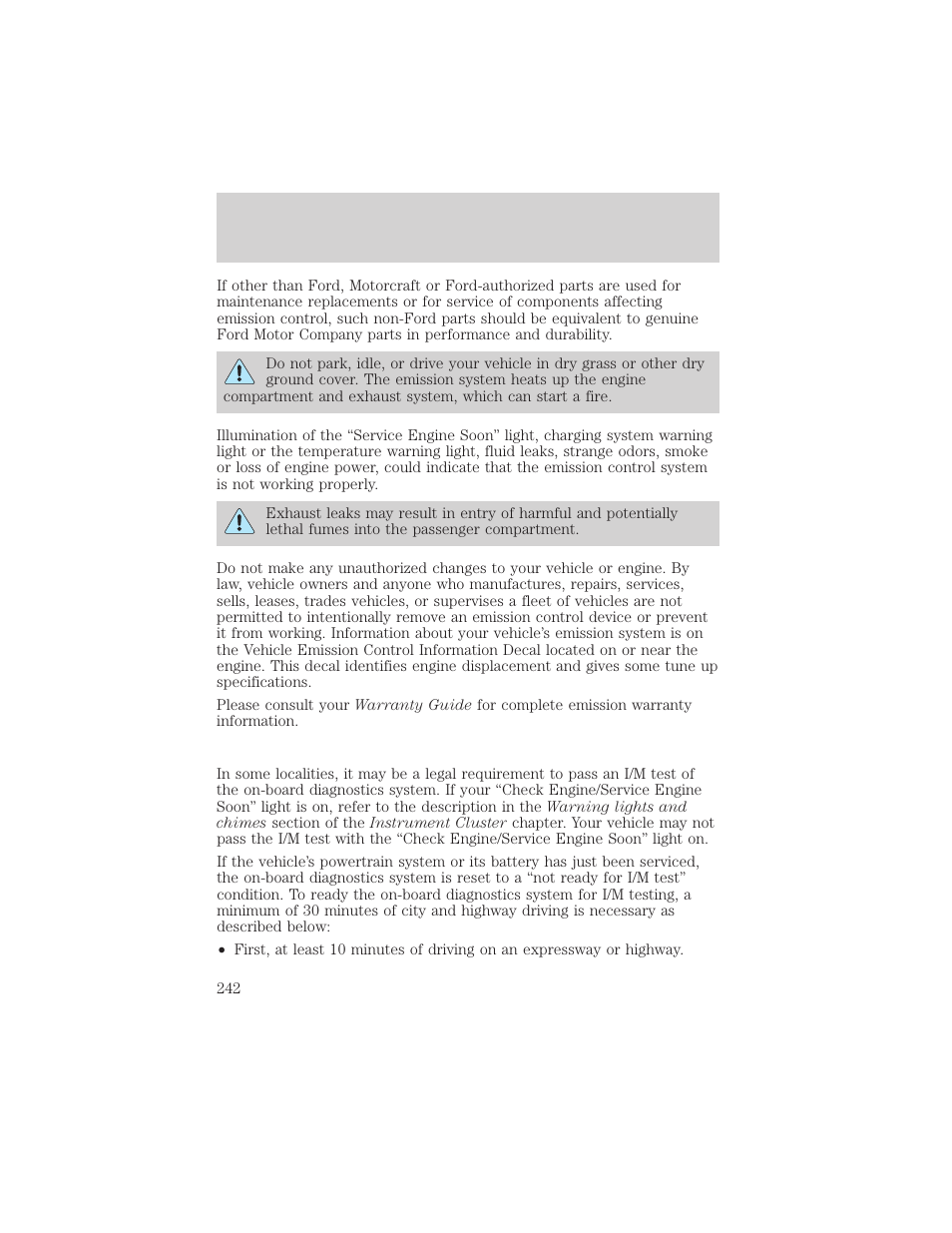 Maintenance and specifications | FORD 2002 E-450 v.1 User Manual | Page 242 / 272