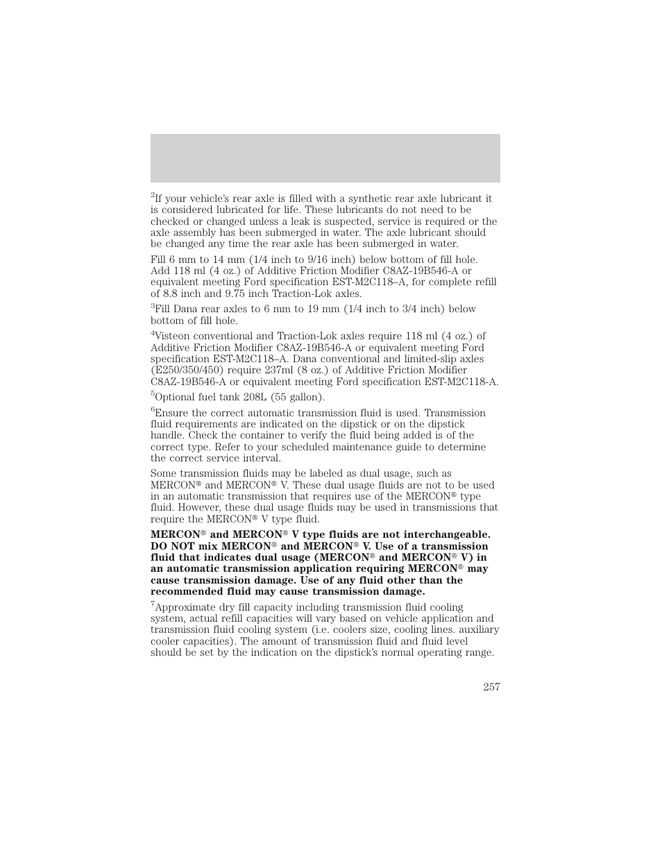 Maintenance and specifications | FORD 2002 E-450 v.1 User Manual | Page 257 / 272