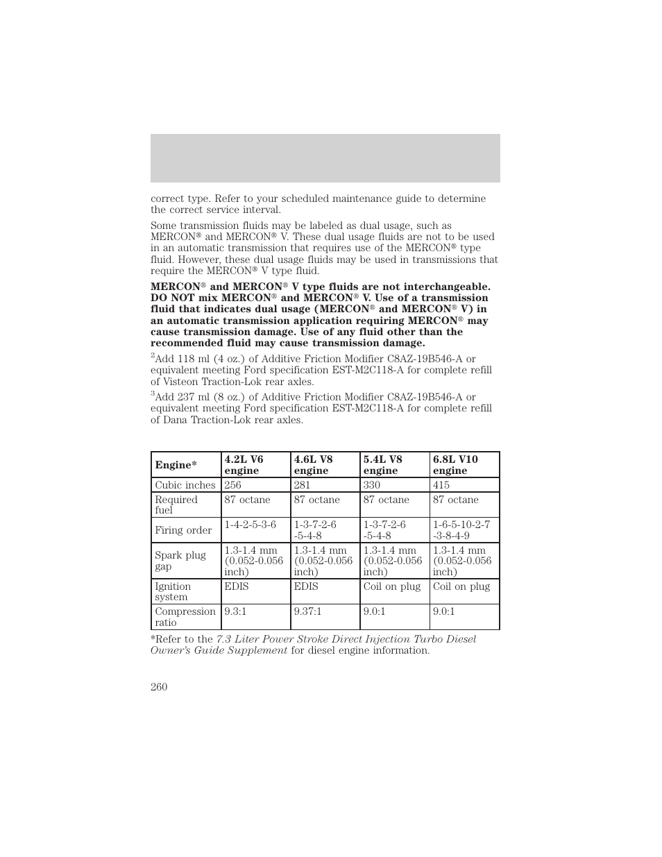 Maintenance and specifications | FORD 2002 E-450 v.1 User Manual | Page 260 / 272