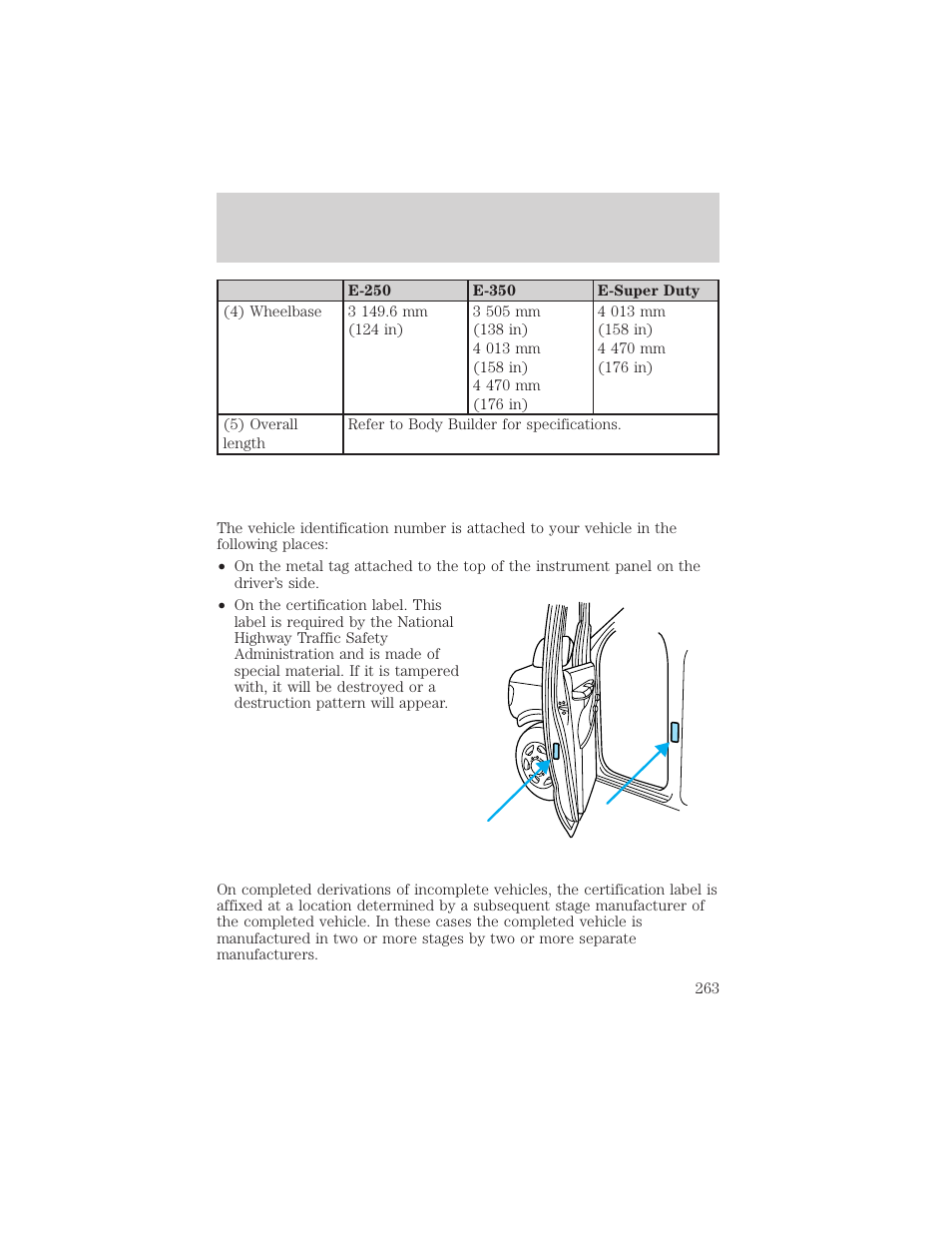 Maintenance and specifications | FORD 2002 E-450 v.1 User Manual | Page 263 / 272
