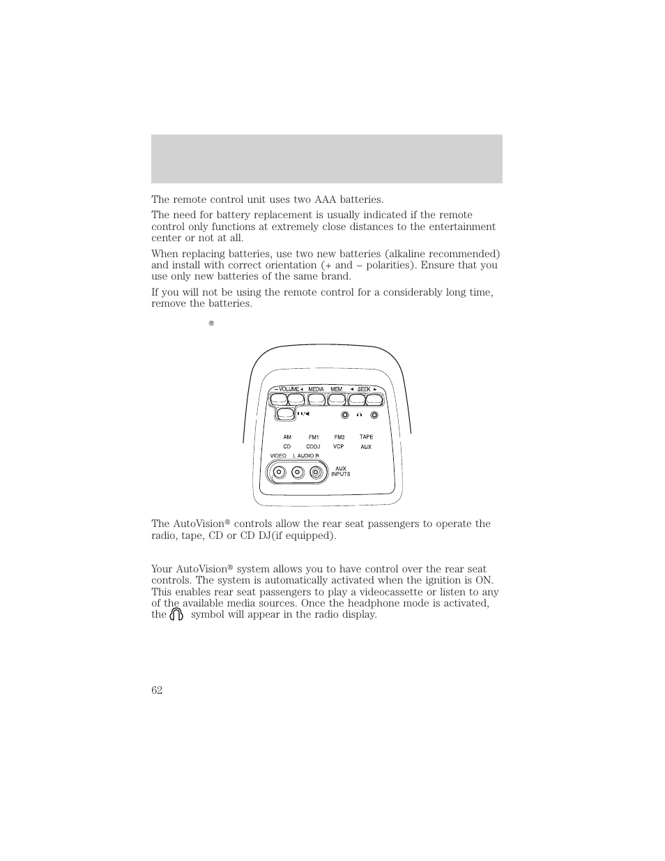 Entertainment systems | FORD 2002 E-450 v.1 User Manual | Page 62 / 272