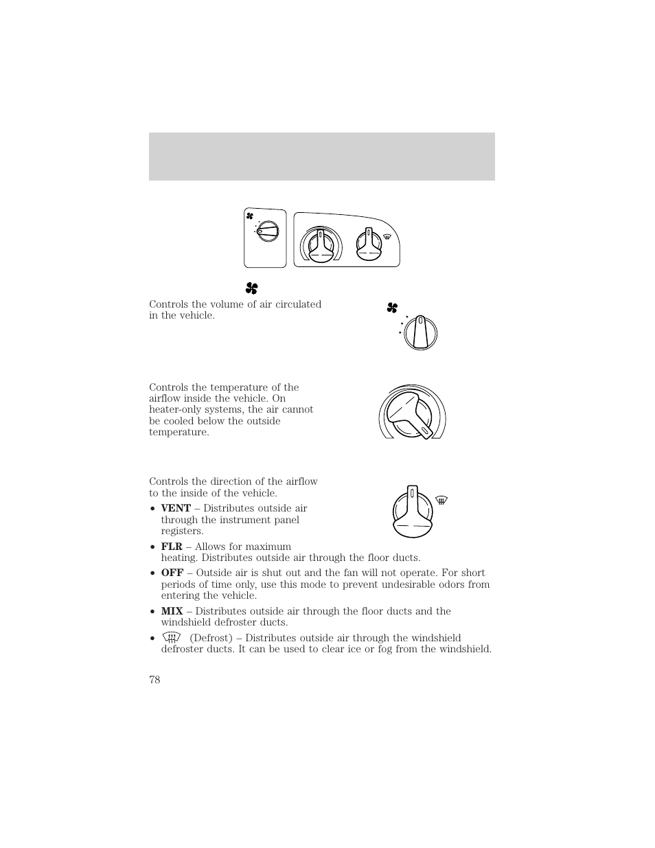 Climate controls | FORD 2002 E-450 v.1 User Manual | Page 78 / 272