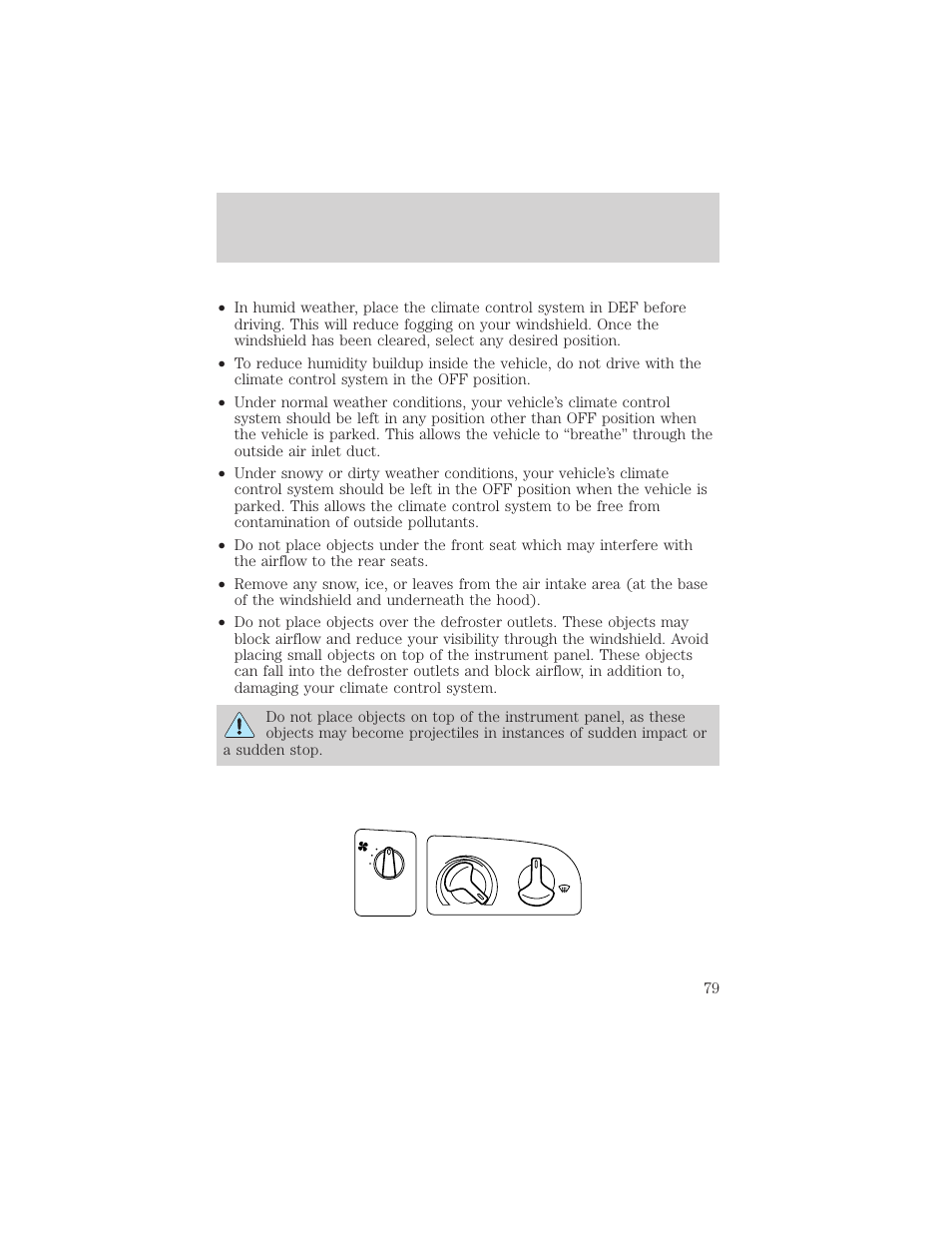 Climate controls | FORD 2002 E-450 v.1 User Manual | Page 79 / 272