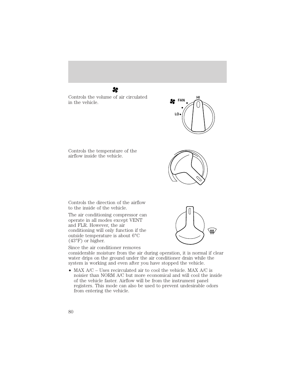 Climate controls | FORD 2002 E-450 v.1 User Manual | Page 80 / 272