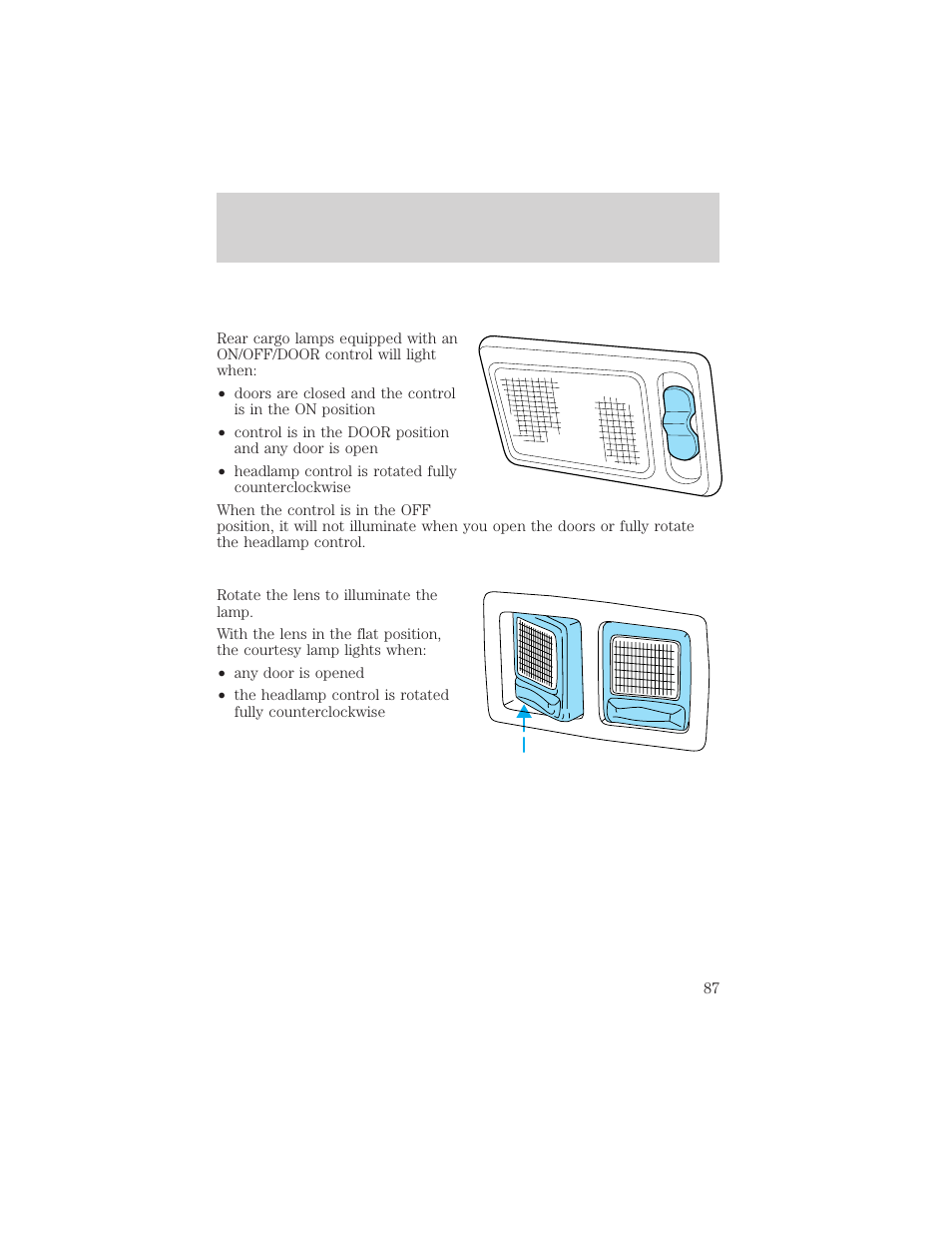 Lights | FORD 2002 E-450 v.1 User Manual | Page 87 / 272