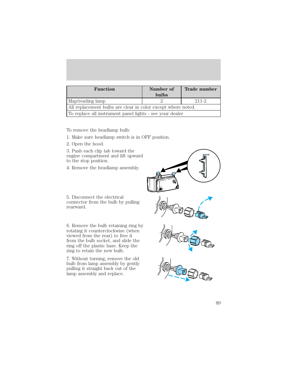 Lights | FORD 2002 E-450 v.1 User Manual | Page 89 / 272